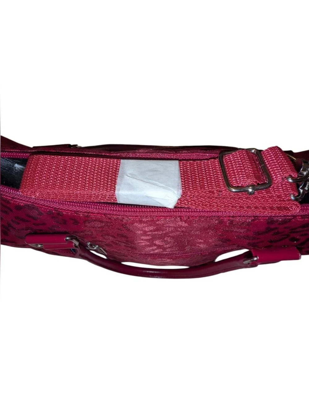 SACHI Burgundy Wine Leopard Print Insulated Tote Crossbody Lunch Travel Bag NEW
